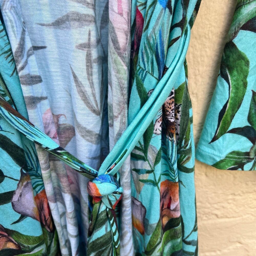 Johnny Was "Taina" Tropical Print Cotton Modal Sleep Robe - Size XL - Picture 4 of 9